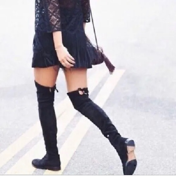 Dolce Vita Neely Black Stella Suede Over the Knee Boots Sz 8 Textile Stretch - Picture 2 of 2